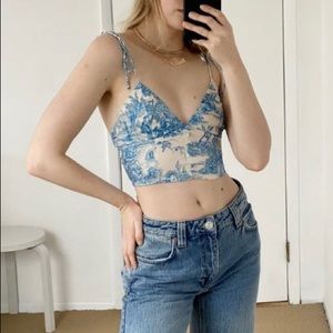 UO Lilly Satin Tie-Shoulder Top